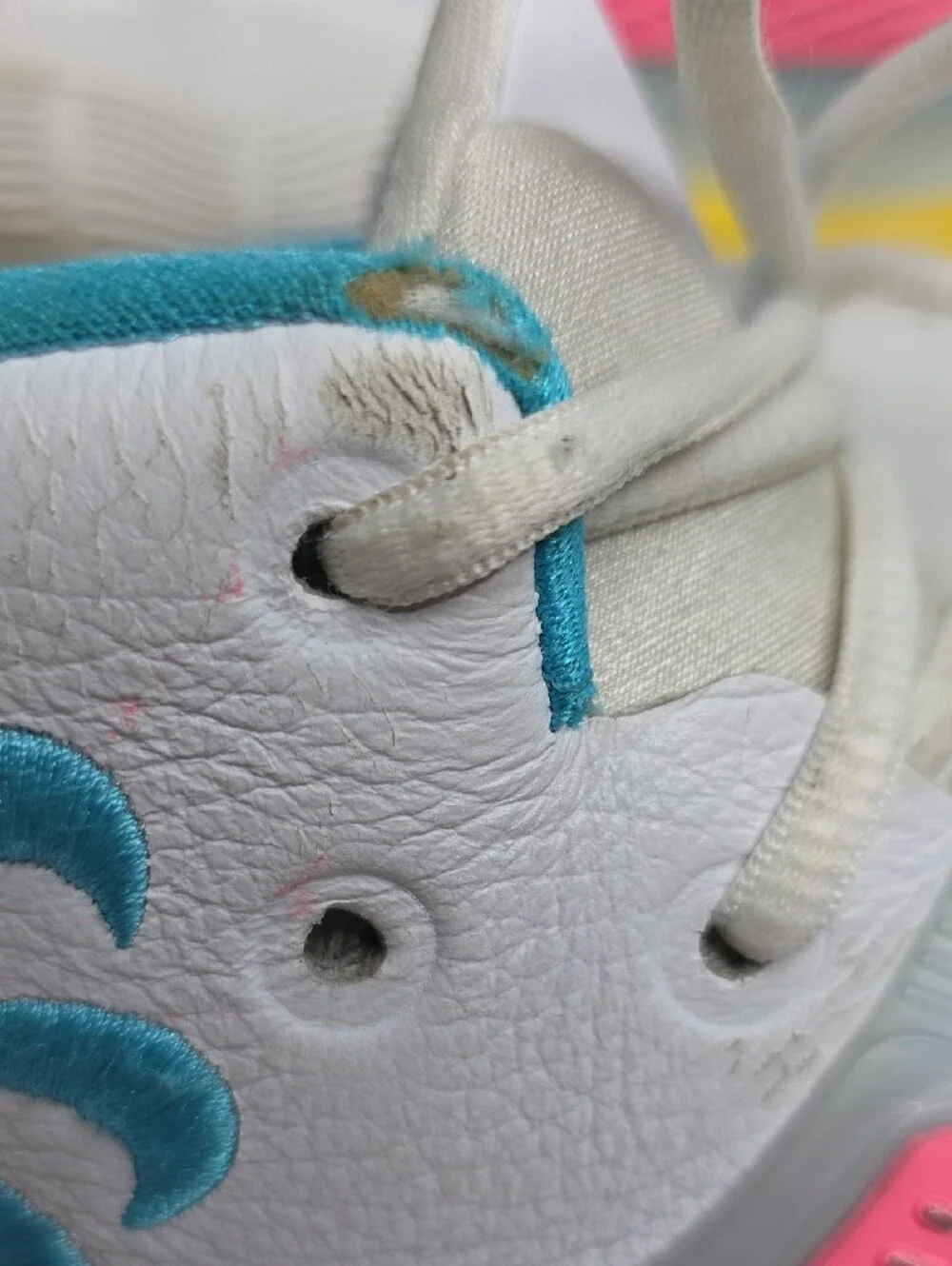 Nike Kids Kyrie 6 90 High-Top Basketball Sneakers - White/Yellow/Teal/Pink